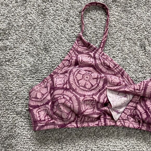 Shade & Shore Swimwear Bikini Top Womens Medium Multi Geometric Ruffle Spaghetti - Picture 4 of 14